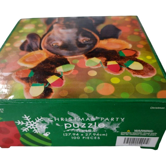 Christmas Chocolate Color Lab Dog 100 Pc Party Puzzle Family Game Craft Accent - Picture 4 of 8